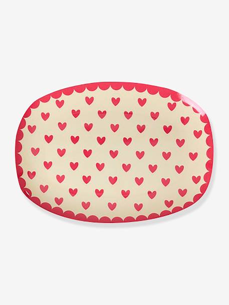 Assiette rectangulaire FAVORITE HEARTS enfant petit modèle rice Red Kiss bleu ciel+rose+rouge - vertbaudet enfant 