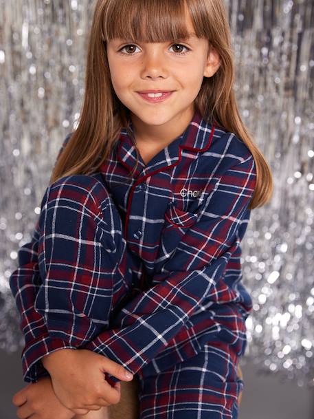 Flanelen kinderpyjama capsulecollectie Kerst ENVIE DE FRAISE bordeauxrood - vertbaudet enfant 