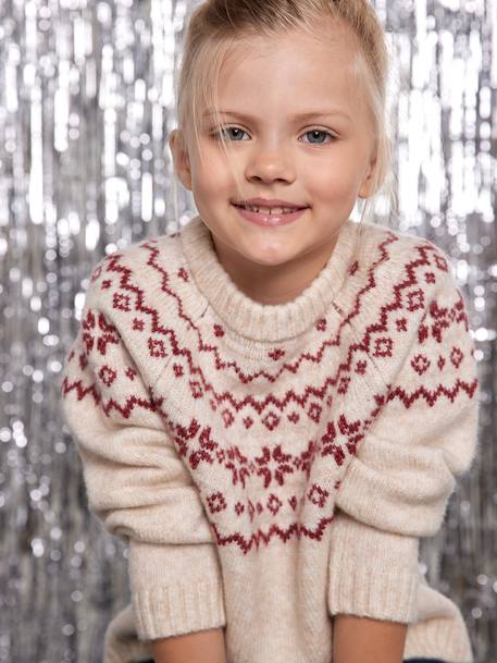 Pull jacquard enfant mixte noël capsule famille écru - vertbaudet enfant 