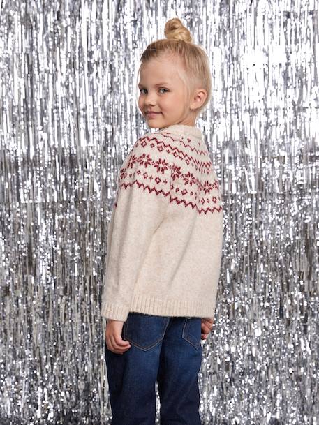Pull jacquard enfant mixte noël capsule famille écru - vertbaudet enfant 