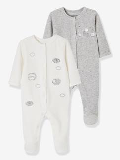 Baby-Set van 2 fluwelen pyjamapakjes met opening vooraan