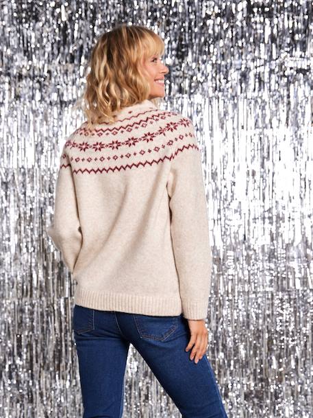 Pull femme jacquard noël capsule famille Noël écru - vertbaudet enfant 