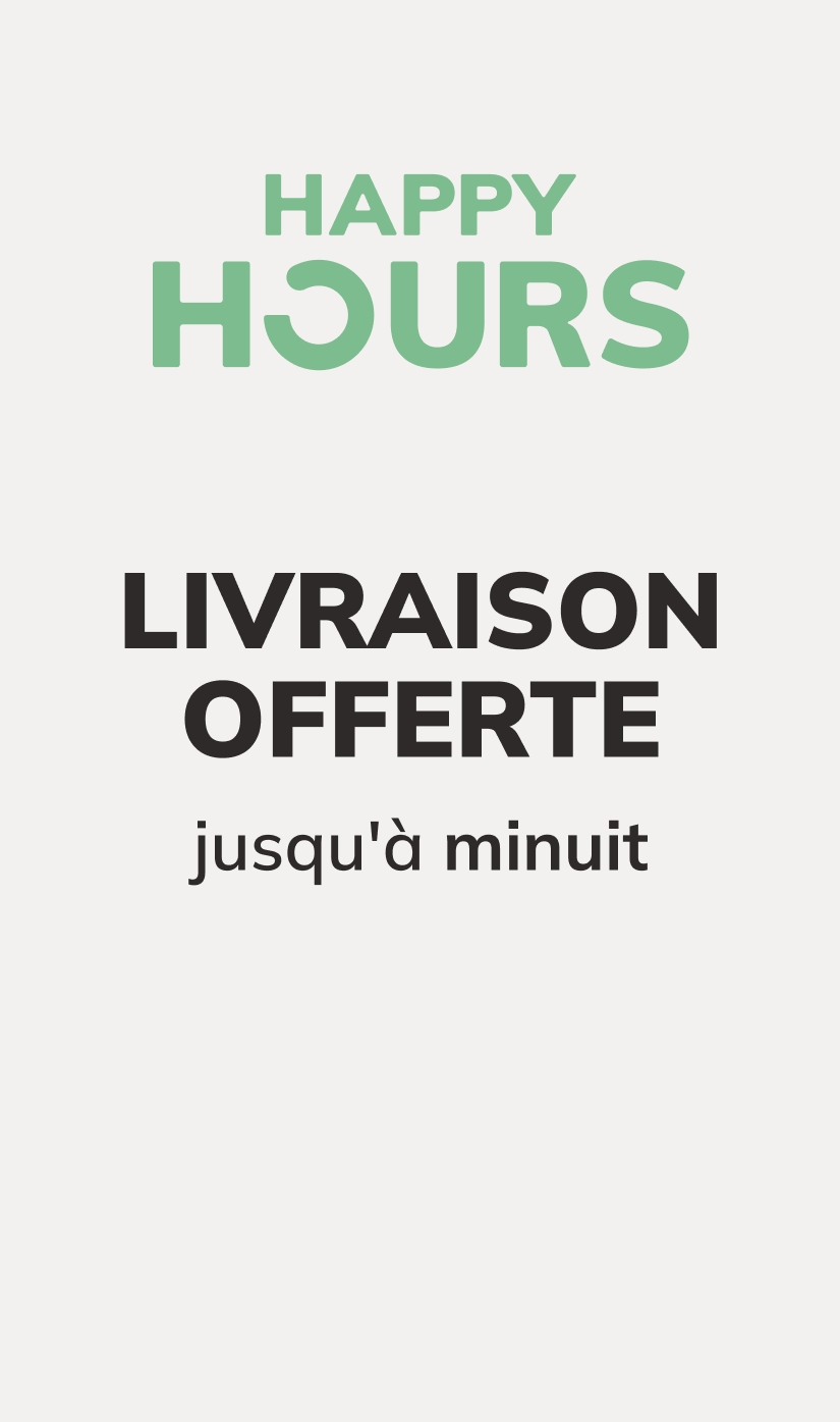 Happy Hours: Livraison OFFERTE jusqu'à minuit