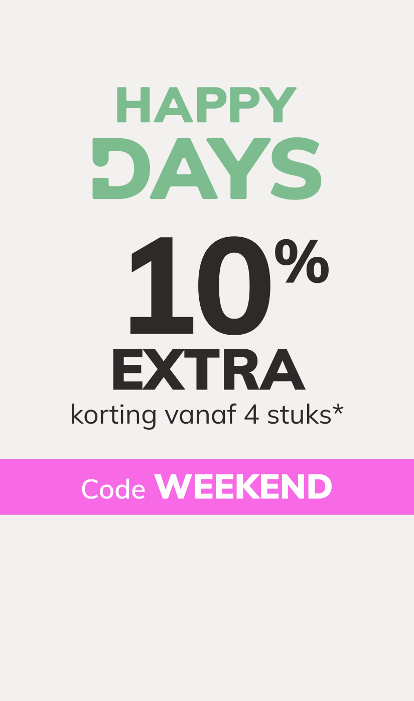 Happy Days: 10% EXTRA korting vanaf 4 stuks*. Code: WEEKEND