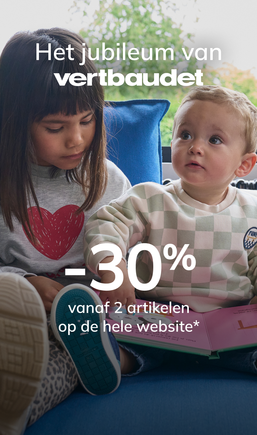 Het jubileum van Vertbaudet: -25% vanaf 2 artikelen op de hele website*.  Code : BIRTH25
